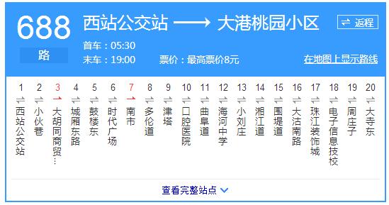 天津688路公交路线最新动态:最高票价8元 共设
